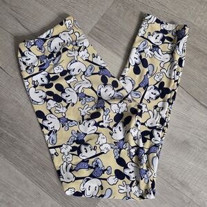 LuLaRoe Disney Mickey Mouse One Size Ankle Leggings Yellow Stretch Knit